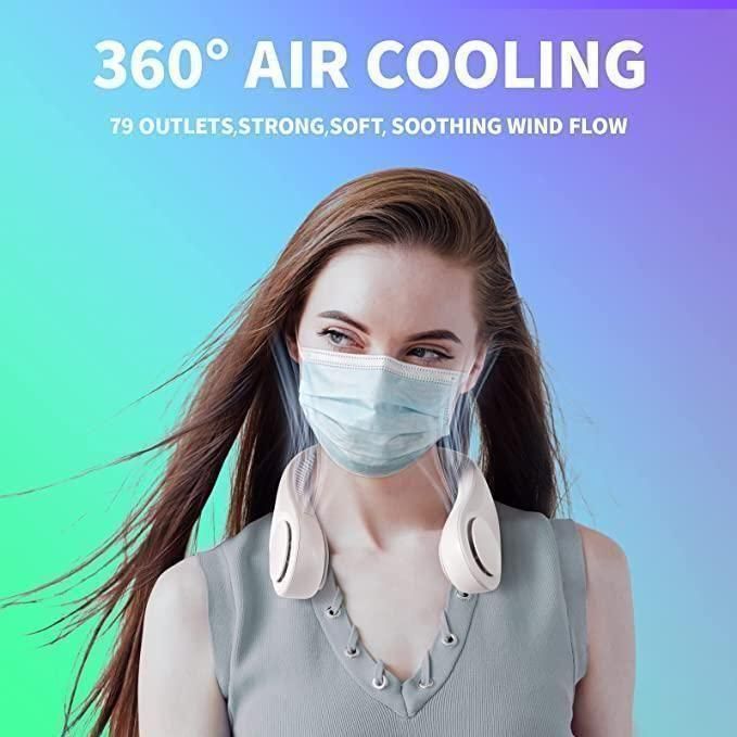 Portable Bladeless Neck Fan I Rechargeable Hanging Fan for Personal Cooling