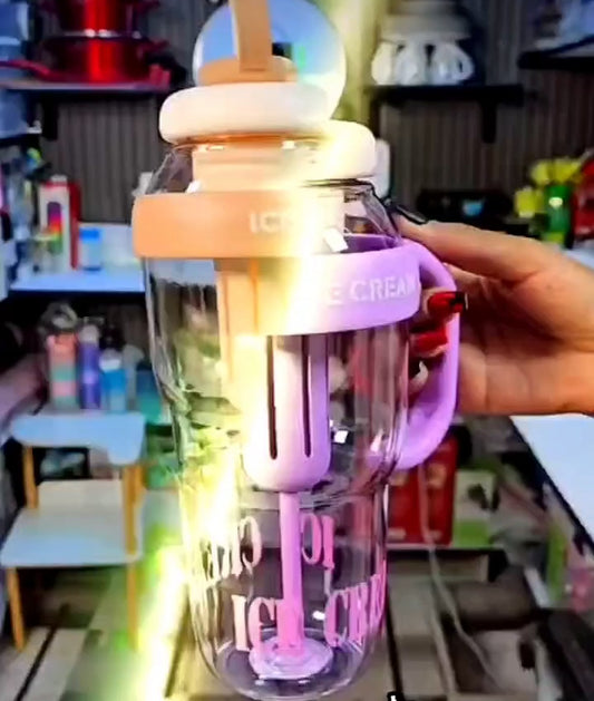 🍨 Ice Cream Bottle – Plastic Bottle with Lid for Ice Cream & Cold Beverages (Pack of 1)