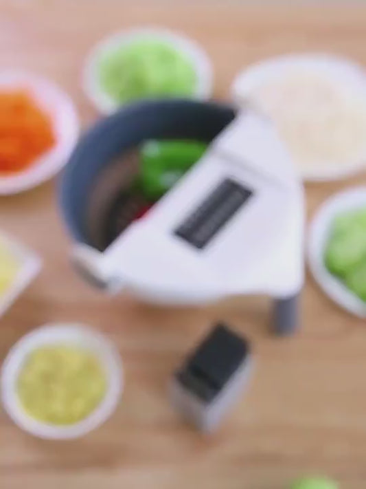 7 in 1 Vegetable Cutter with Drain Basket – Multifunctional Slicer & Chopper with 6 Blades | Large Capacity | Multicolor