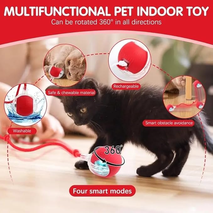 Interactive Rolling Pet Ball for Cats & Dogs | 3 Modes | USB Rechargeable