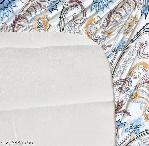 Super Soft Glace Cotton Elastic Fitted Double Bed Bedsheet I with 2 Pillow Covers – 72x78x8