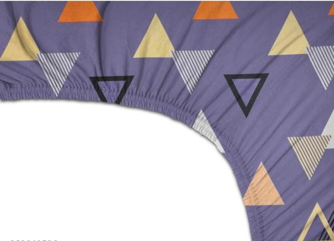 Super Soft Glace Cotton Fitted Double Bedsheet with 2 Pillow Covers | 72x78x8 | All-Round Elastic