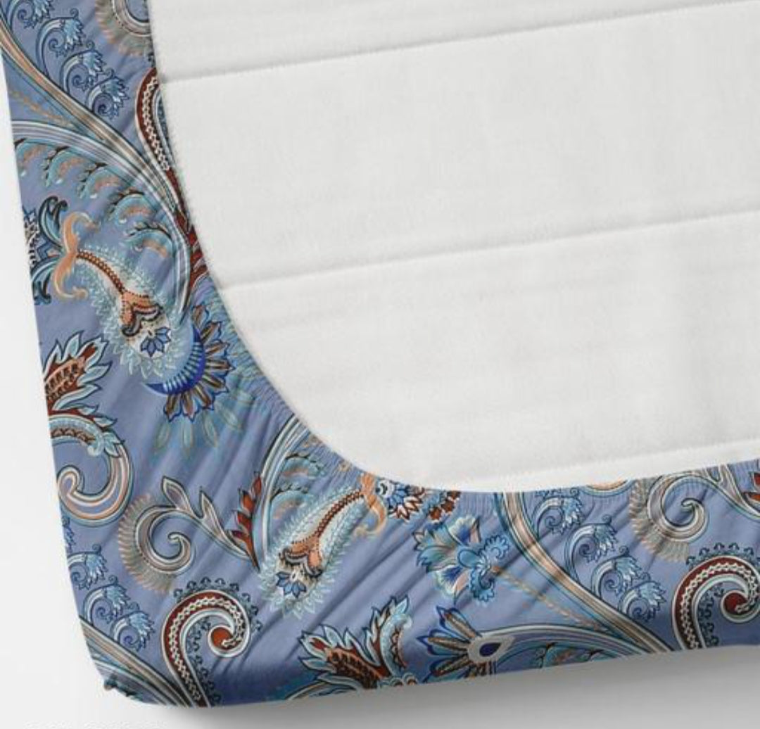 Super Soft Glace Cotton Elastic Fitted Double Bed Bedsheet I with 2 Pillow Covers – 72x78x8