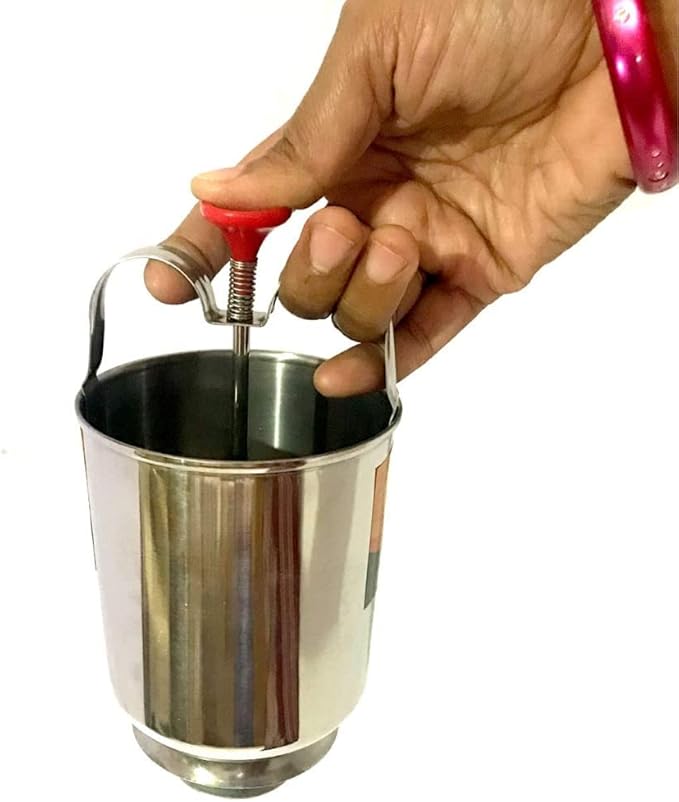 Stainless Steel Medu Vada Maker | Spring Push Mechanism with Stand – Easy South Indian Snack Preparation
