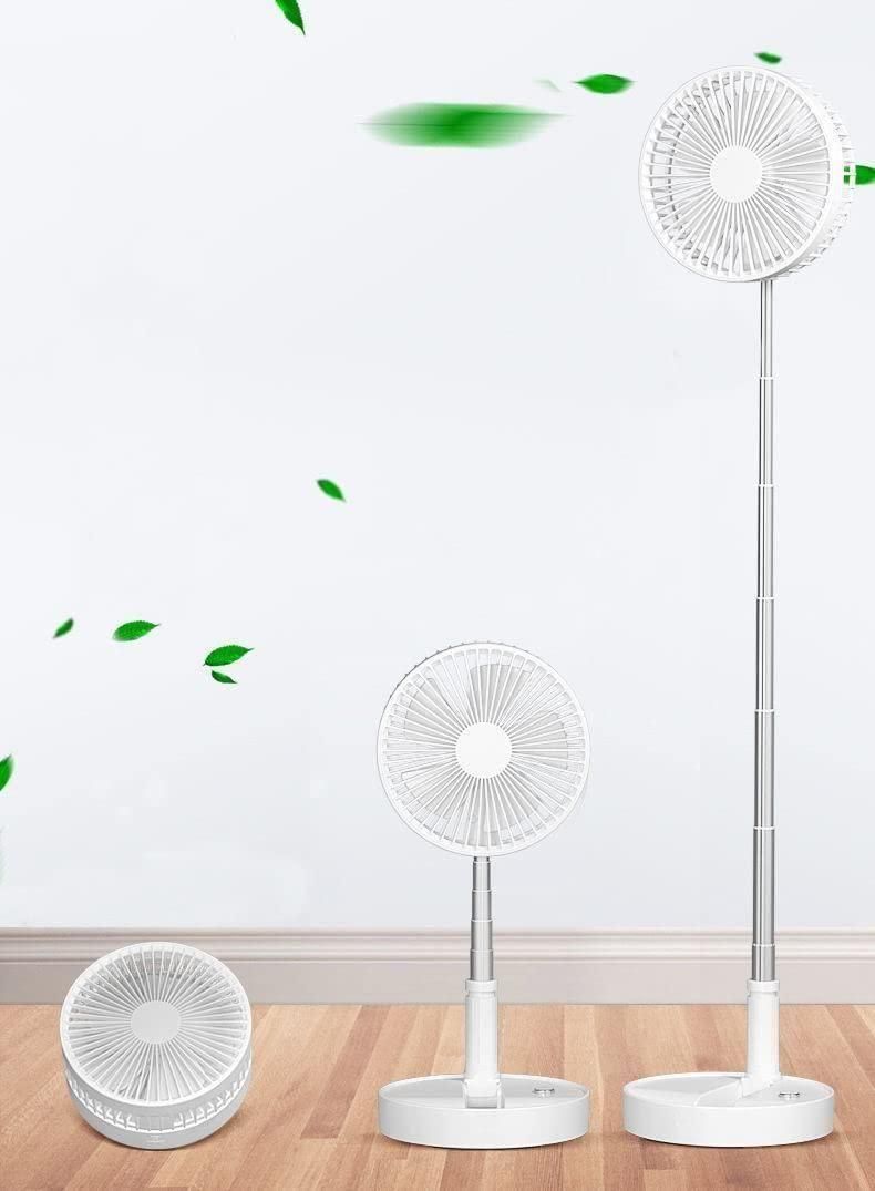 Adjustable Telescopic Rechargeable Standing Fan | Foldable Pedestal Fan for Desk and Floor Use