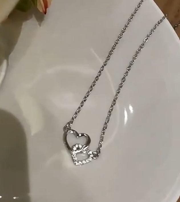 Women's Dual Heart Pendant with Chain – Silver Plated
