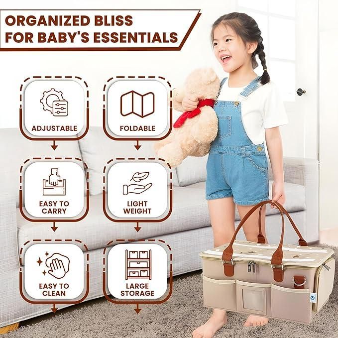 Nursery Storage Organizer I Foldable Portable Felt Basket for Travel