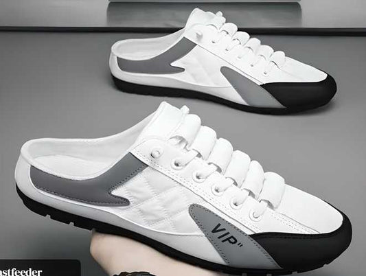 Men’s White Casual Shoes – Synthetic Lace-Up Sneakers with Airmix Sole