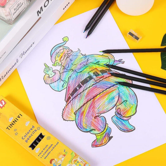 12 Pieces Pre-Sharpened Rainbow Pencils – Multicolor Drawing Set