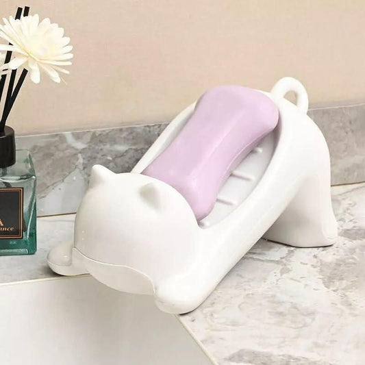 🐾 Cat Shape Soap Holder – Cute Plastic Soap Dish for Bathroom & Kitchen (Pack of 1, Assorted Colors)