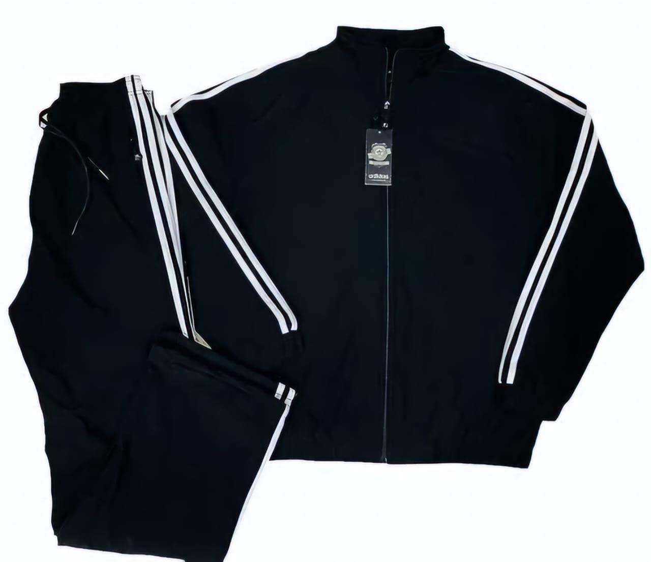Men’s Side Stripe Tracksuit | Black | 4-Way Lycra | Zip-Up | Full Sleeves | Regular Fit (Pack of 1)