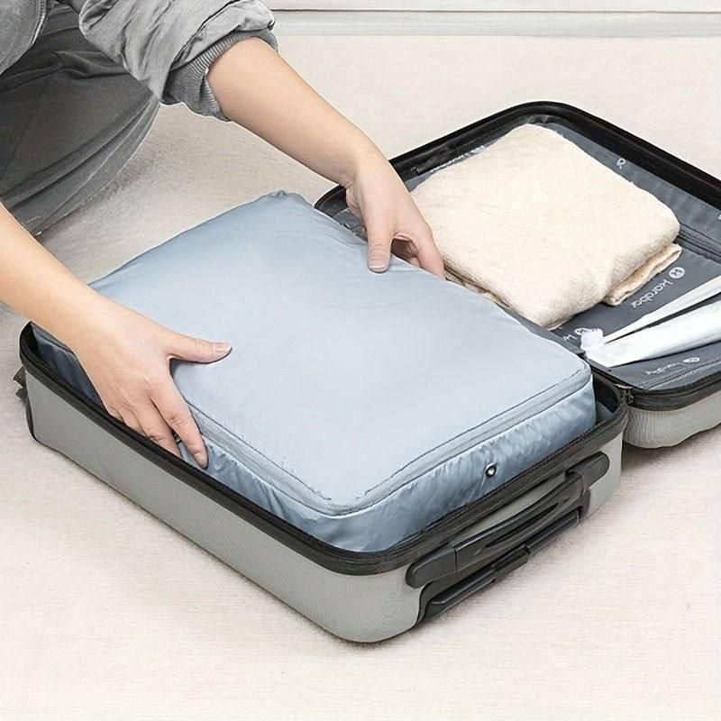 Travel Compression Storage Bag Organizer – Foldable Nylon Packing Cube with Handle & Zipper | Lightweight | 1 Piece