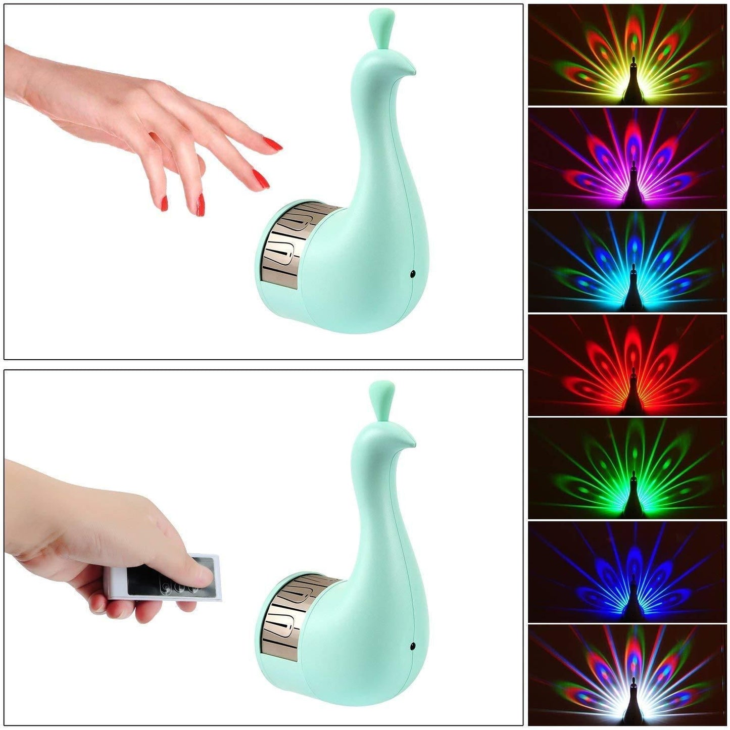 Peacock Night Light Projector – Multicolor LED Night Lamp for Kids & Bedrooms | Pack of 1