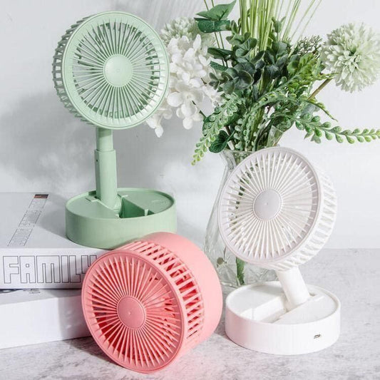 Adjustable Telescopic Rechargeable Standing Fan | Foldable Pedestal Fan for Desk and Floor Use