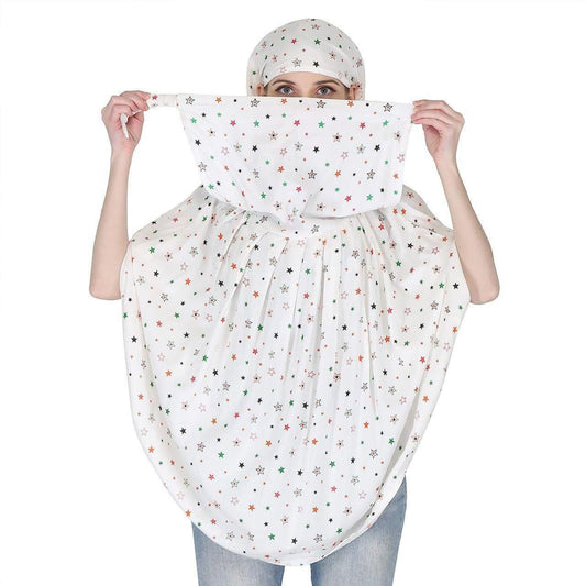 Cotton Printed Long Scarf Mask for Women & Men – White, Breathable Fabric | Ideal for Vehicle Riders & Daily Use