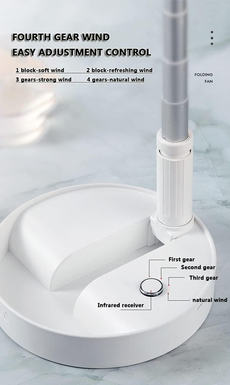 Adjustable Telescopic Rechargeable Standing Fan | Foldable Pedestal Fan for Desk and Floor Use