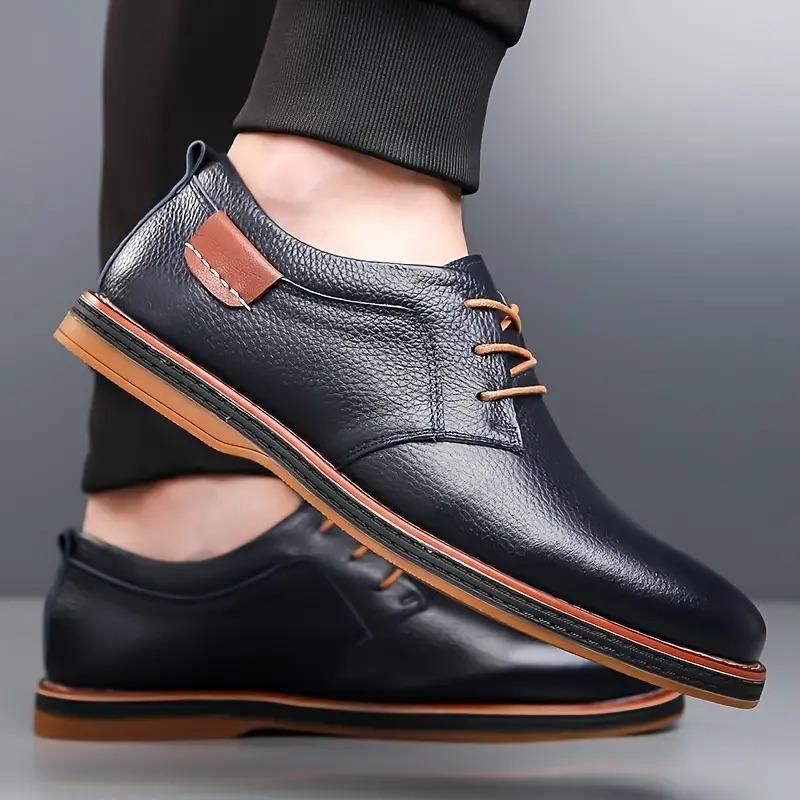 Men’s Derby Lace-Up Casual Shoes – Black Synthetic Leather Party Wear
