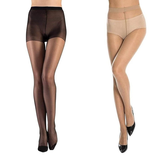 Women's Lycra Blend Sheer Pantyhose Stockings – Pack of 2 | Solid Colors, Lightweight & Stretchable | Multicolor