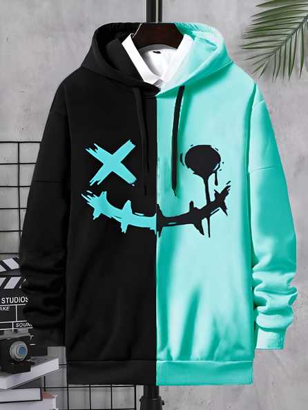 Men’s Cotton Blend Hoodie | Multicolor | Full Sleeves | Color Block Design | Casual Wear (Pack of 1)