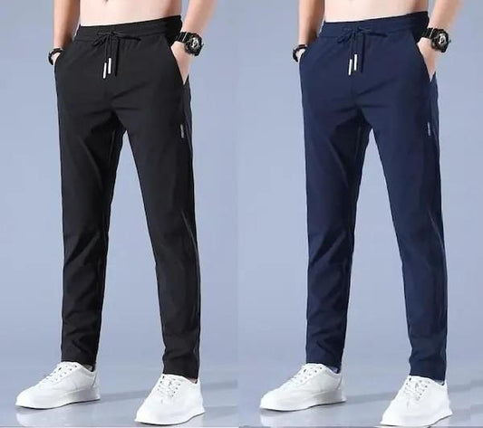 Men's Cotton Blend Track Pants – Pack of 2 | Solid Multicolor, Regular Fit | Casual Activewear Bottoms