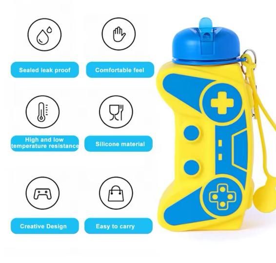 Gampad Silicone Water Bottle – 600ml | Leakproof & Lightweight Plastic Bottle for Kids & Adults | Reusable, BPA-Free, Travel Friendly