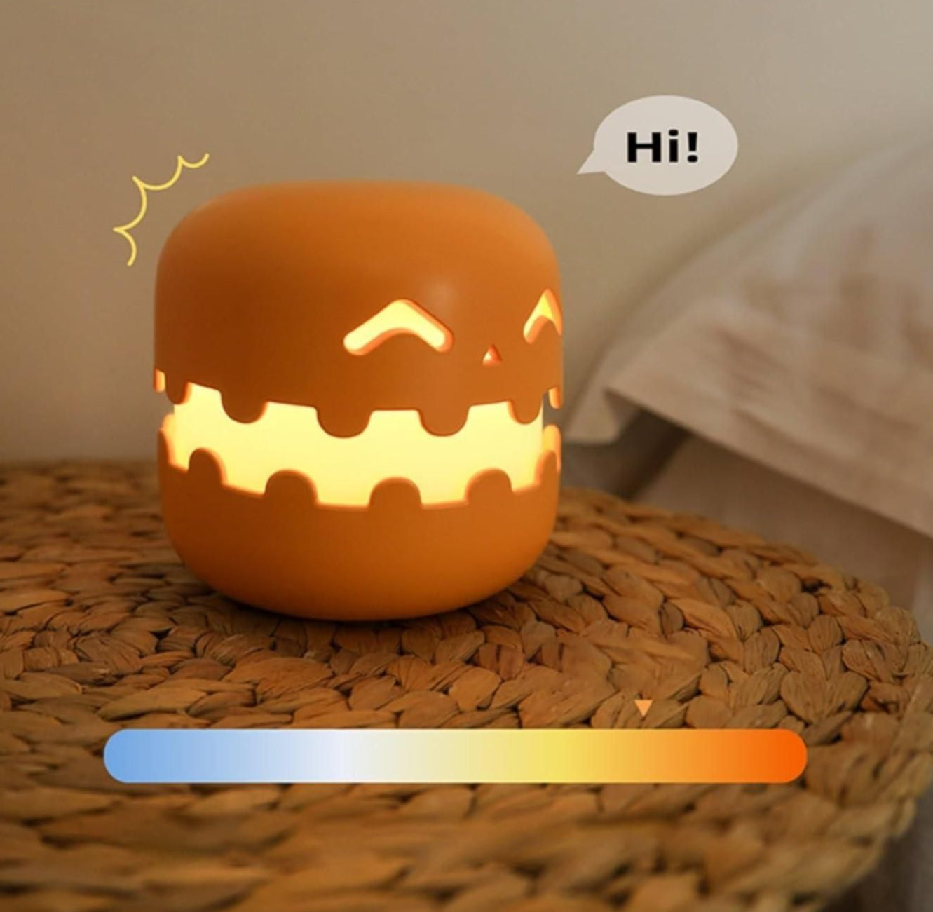 Pumpkin Lamp I Rechargeable Modern Yellow Light I Battery Powered ABS Night Lamp