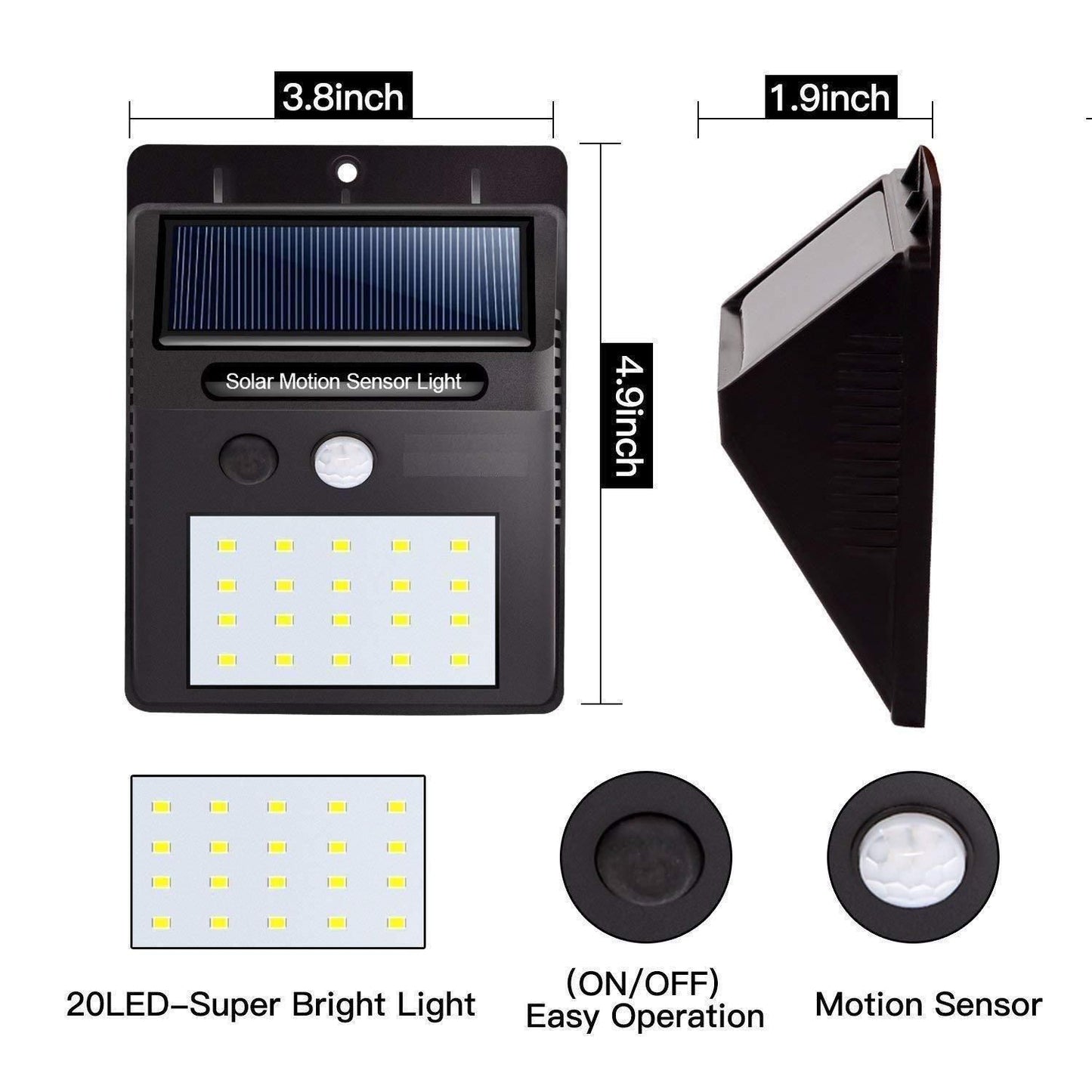 Solar Powered Outdoor LED Motion Sensor Light for Wall or Garden – Waterproof and Energy Saving