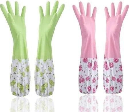 🧤 Multipurpose Cleaning Gloves – Waterproof Silicone & PVC Gloves for Kitchen, Dishwashing & More (Pack of 1 Pair, Multicolor)