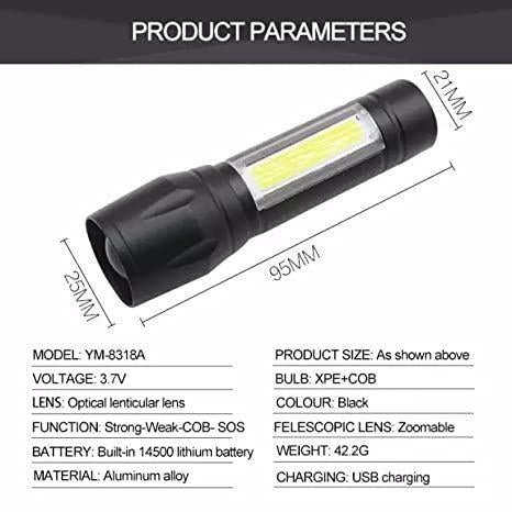 Mini Portable LED Torch I Compact Emergency Flashlight with SOS Mode