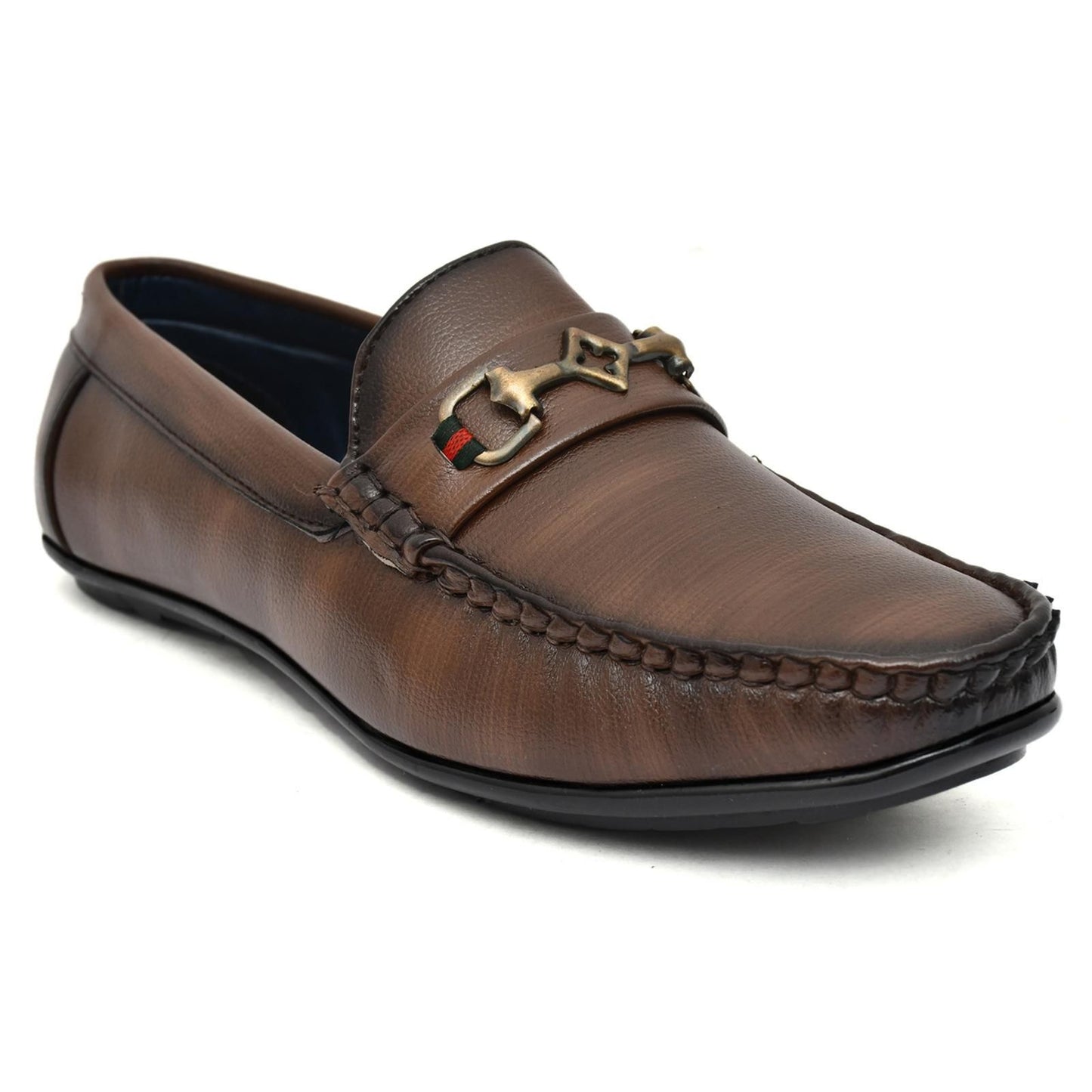 Brown Vegan Leather Loafers for Men – Suede-Finish Slip-Ons with Cushioned Footbed & TPR Sole