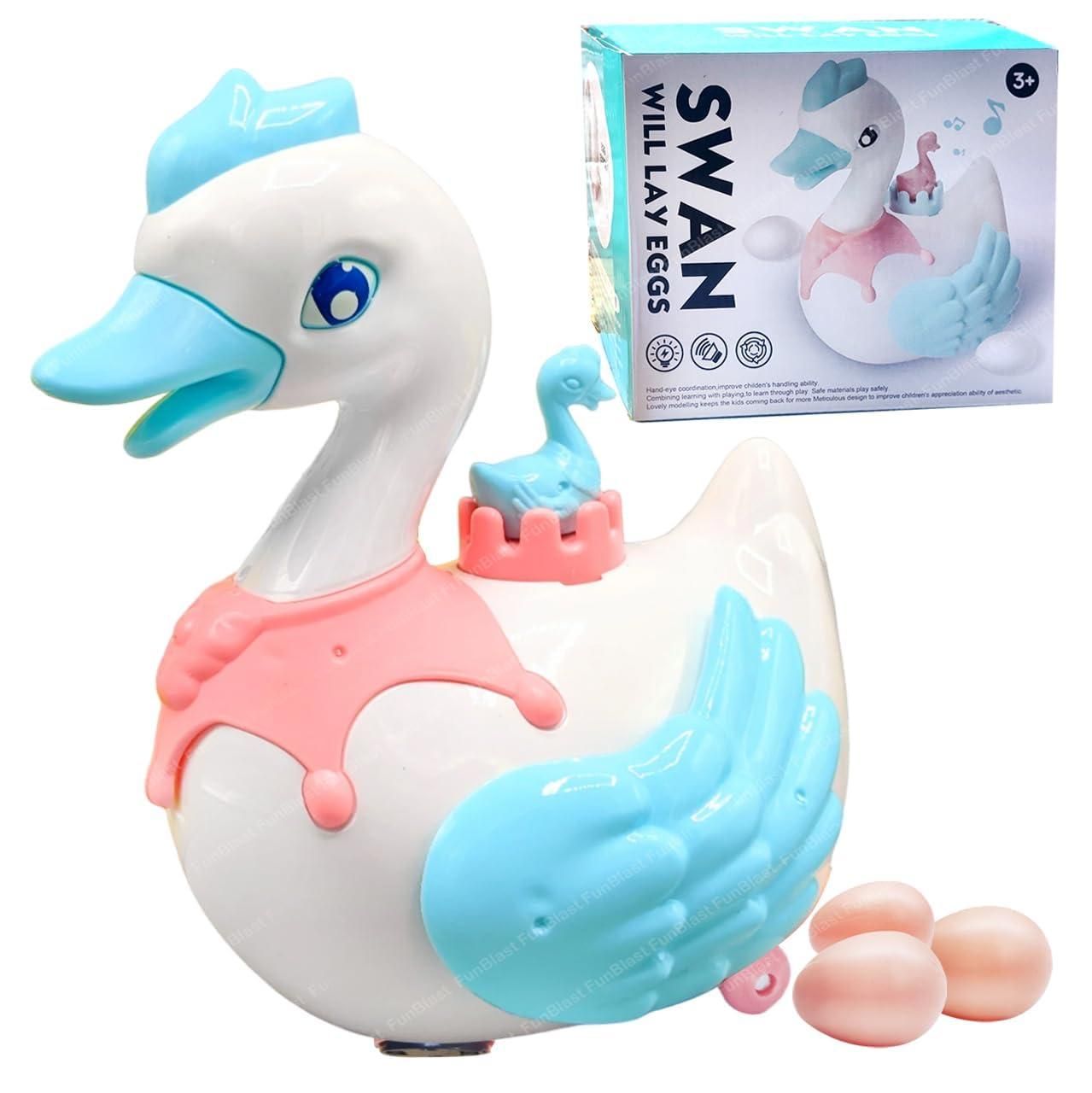 Swan Lay Egg Musical Toy for Kids I Lights Sound Bump and Go Action