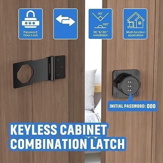 Zinc Alloy Combination Lock I Password Lock for Cabinets & Small Doors I Durable Security Slide Latch