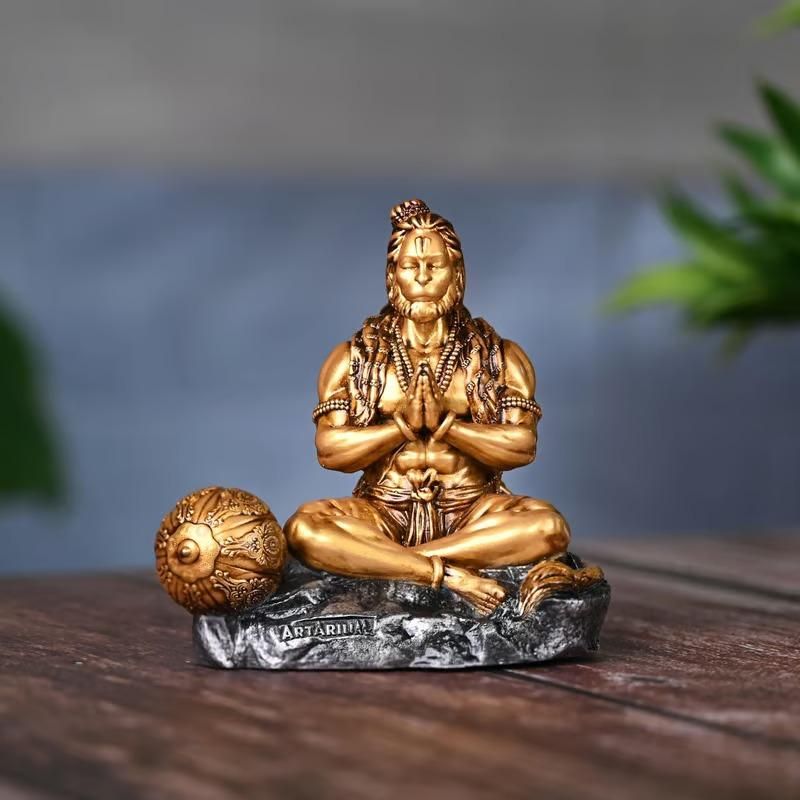 🙏 Mahabali Lord Hanuman Ji Statue – Meditative Pose Decorative Idol (Pack of 1, 20x15x10 cm)