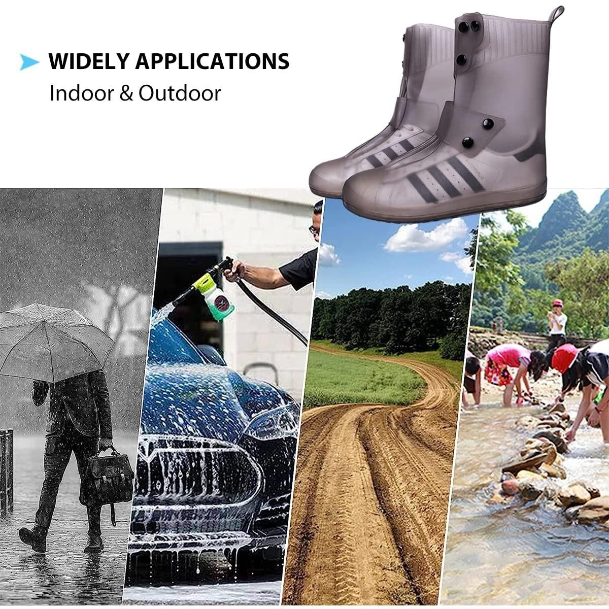 Waterproof Rain Shoe Covers – Reusable Silicone Shoe Protectors with Zipper & Button Closure | Adjustable Size | Pack of 1 Pair