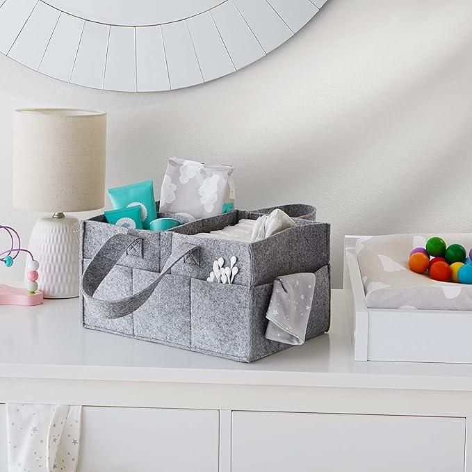 Nursery Storage Organizer I Foldable Portable Felt Basket for Travel