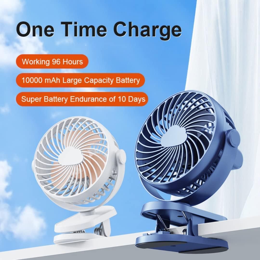 Portable USB Desk Fan I Rechargeable I Silent Airflow I Clip and Tabletop Use