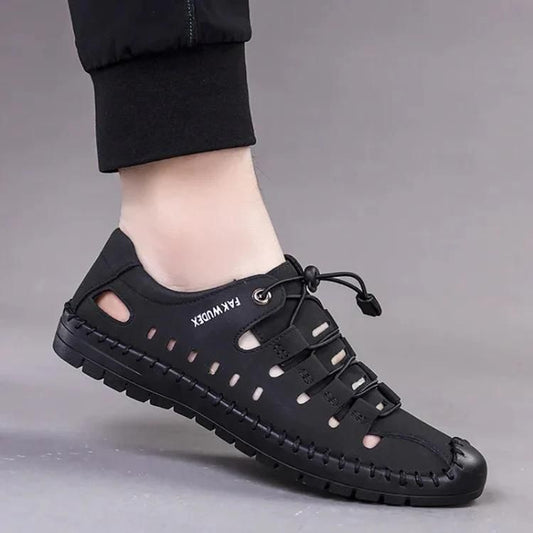 Men’s Stylish Casual Shoes – Black Synthetic Sneakers with Airmix Sole | Lace-Up