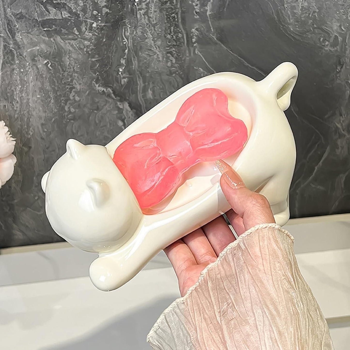 🐾 Cat Shape Soap Holder – Cute Plastic Soap Dish for Bathroom & Kitchen (Pack of 1, Assorted Colors)
