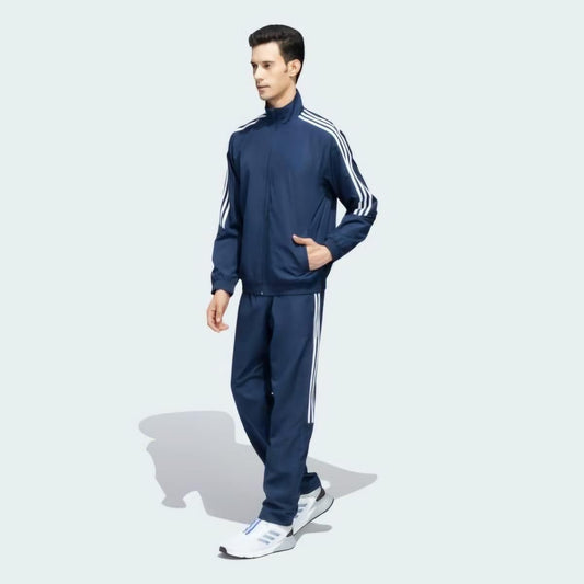 Men’s Side Stripe Tracksuit | Black | 4-Way Lycra | Zip-Up | Full Sleeves | Regular Fit (Pack of 1)