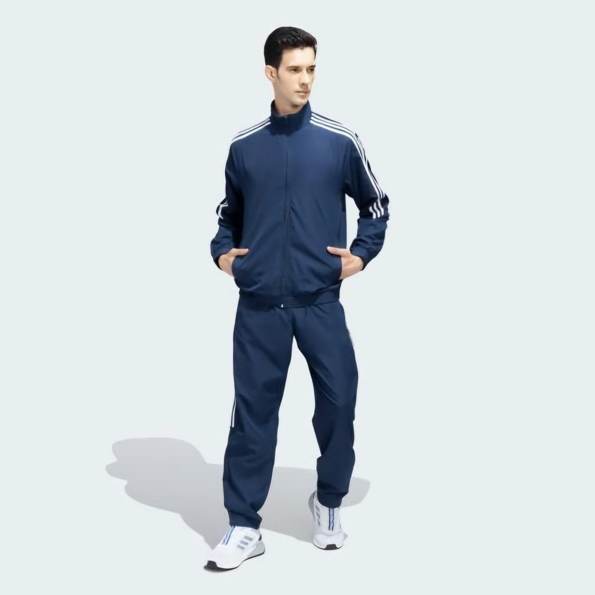 Men’s Side Stripe Tracksuit | Black | 4-Way Lycra | Zip-Up | Full Sleeves | Regular Fit (Pack of 1)