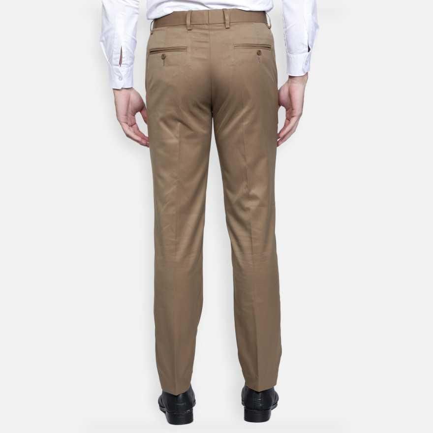 Men’s Beige Formal Trouser | Lycra Blend, Regular Fit | Office Wear