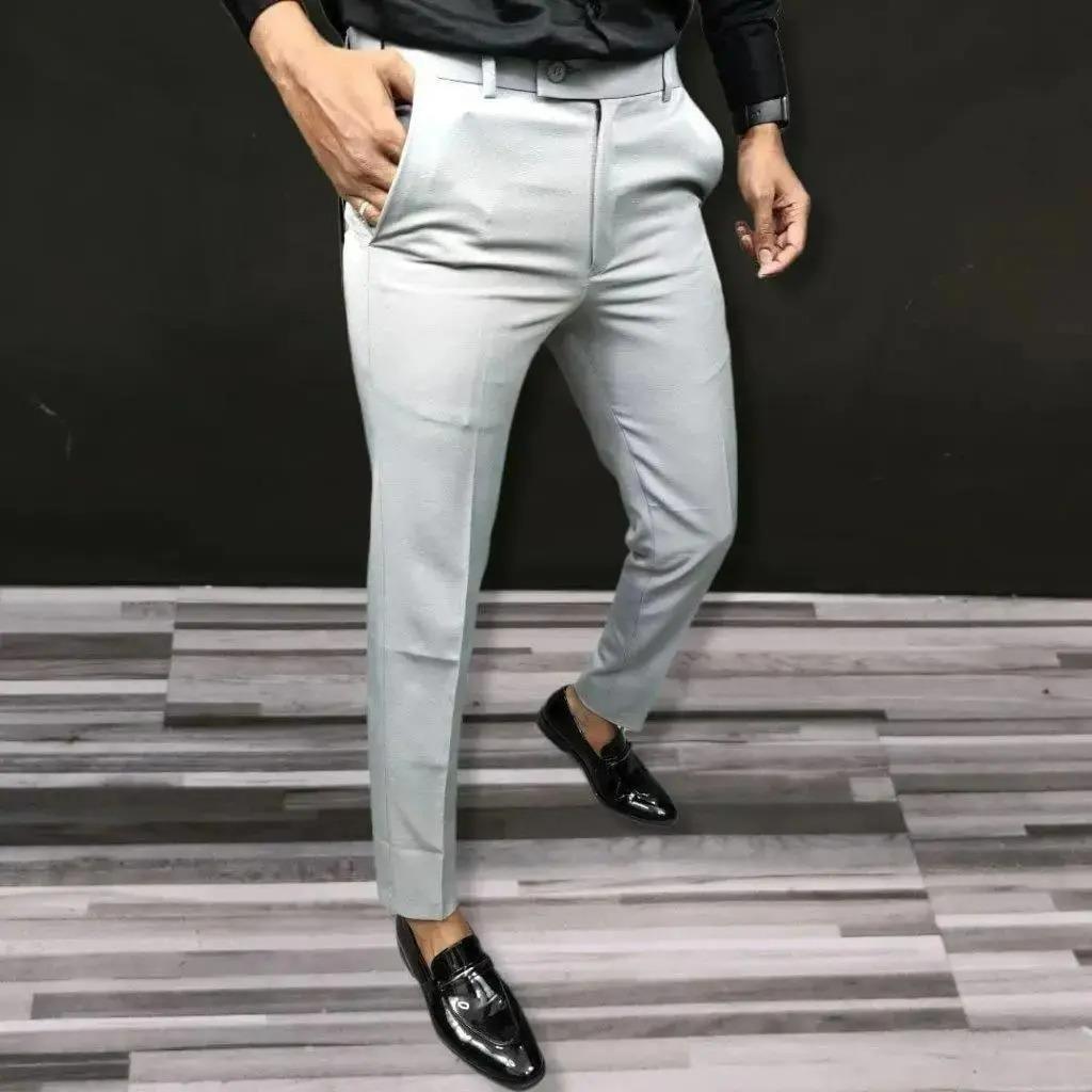 Men’s Premium Lycra Trousers | Adjustable Waist | Black & White | Solid | Casual Wear (Pack of 2)
