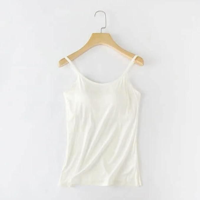 Women's Loose Cotton Cami with Built-in Tank Top – Pack of 2 | Solid White, Free Size, Lightweight Daily Wear