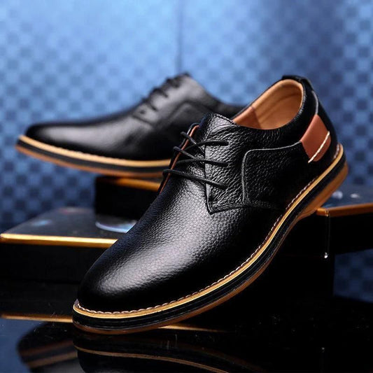 Men’s Derby Lace-Up Casual Shoes – Black Synthetic Leather Party Wear