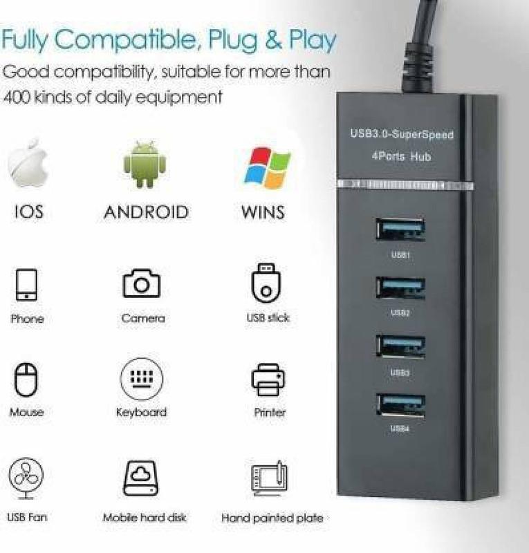 Auto Ryde 3.0 USB SuperSpeed Hub I 4 Port Extension I Plug and Play