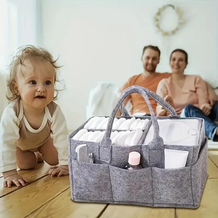 Nursery Storage Organizer I Foldable Portable Felt Basket for Travel