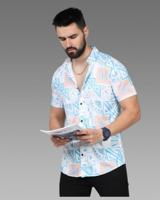 Men’s Printed Rayon Casual Shirt | Half Sleeves | Regular Fit | Multicolor | Summer Wear (Pack of 1)