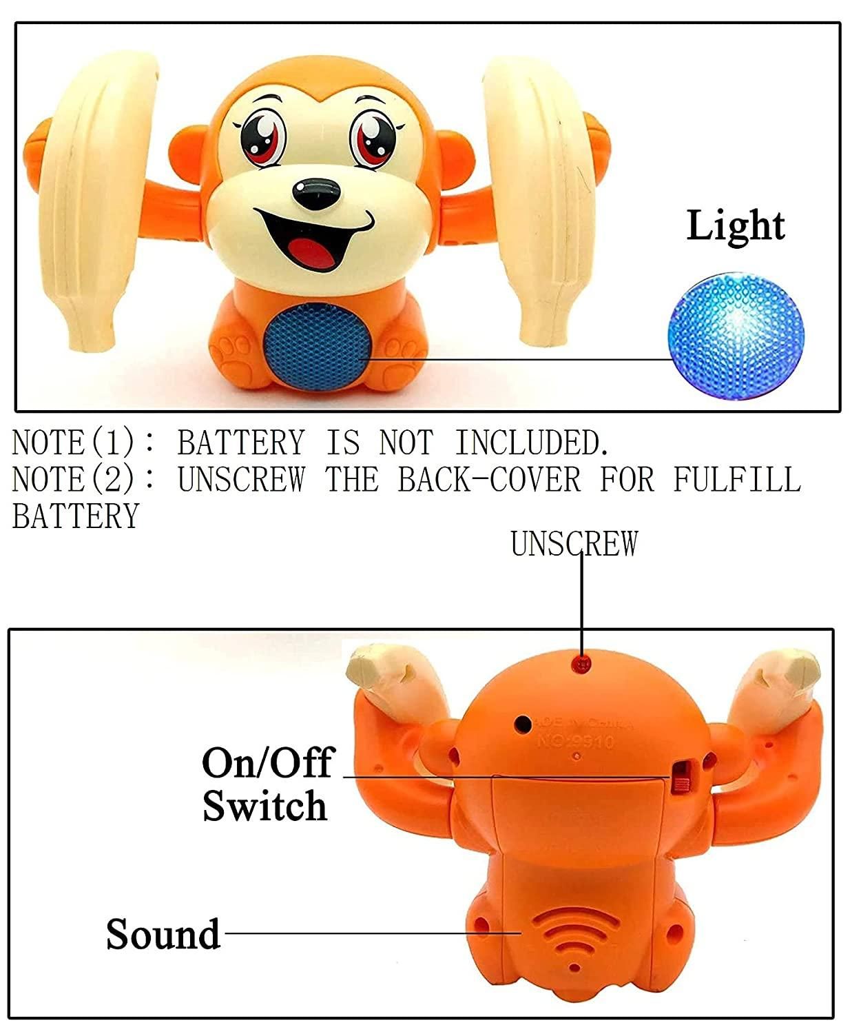 Dancing & Spinning Tumble Monkey Toy with Voice Control, Lights & Music (Plastic | Pack of 1 | Multicolor)