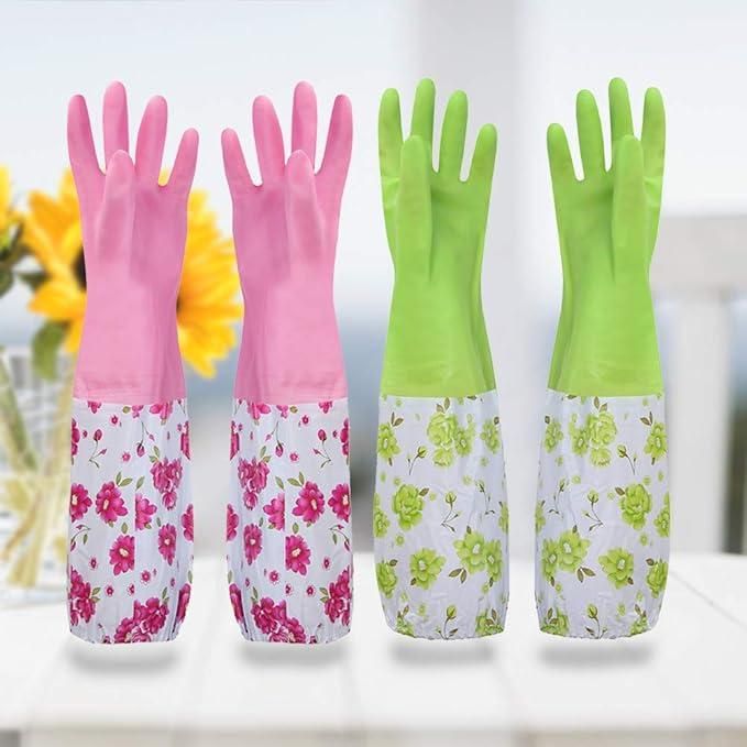 🧤 Multipurpose Cleaning Gloves – Waterproof Silicone & PVC Gloves for Kitchen, Dishwashing & More (Pack of 1 Pair, Multicolor)