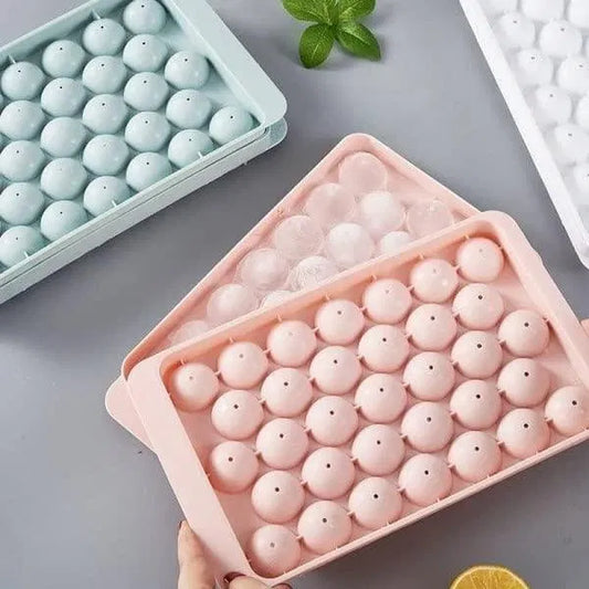 Flexible Round Ice Cube Tray I 33-Cavity Mini Molds for Whiskey & Cocktails I Reusable & Multicolor I Pack of 1